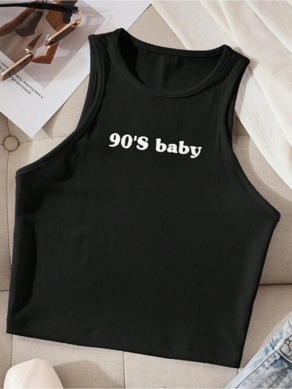 SHEIN• ribbed tank "90'S baby”
